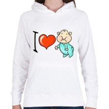 PRINTFASHION I love my baby - Női kapucnis pulóver - Fehér női pulóver, kardigán