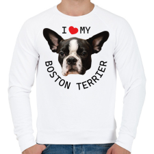 PRINTFASHION I love my Boston Terrier - Férfi pulóver - Fehér férfi pulóver, kardigán