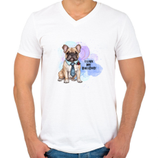 PRINTFASHION I love my bulldog - Férfi V-nyakú póló - Fehér