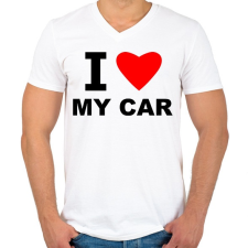 PRINTFASHION I love my car - Férfi V-nyakú póló - Fehér férfi póló