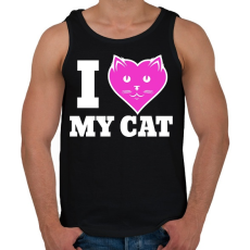 PRINTFASHION I Love My Cat - Férfi atléta - Fekete