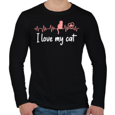 PRINTFASHION I love my cat - Férfi hosszú ujjú póló - Fekete férfi póló