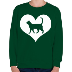 PRINTFASHION I love my cat - Gyerek pulóver - Sötétzöld