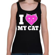 PRINTFASHION I Love My Cat - Női atléta - Fekete női felső