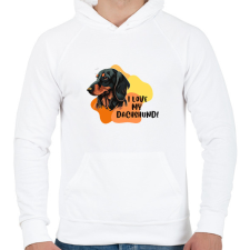 PRINTFASHION I love my dachshund - Férfi kapucnis pulóver - Fehér férfi pulóver, kardigán