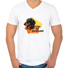 PRINTFASHION I love my dachshund - Férfi V-nyakú póló - Fehér