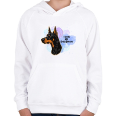 PRINTFASHION I love my german doberman - Gyerek kapucnis pulóver - Fehér