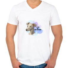 PRINTFASHION I love my Greyhound - Férfi V-nyakú póló - Fehér
