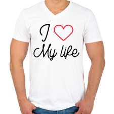 PRINTFASHION I love my life - Férfi V-nyakú póló - Fehér férfi póló