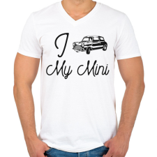 PRINTFASHION I love my Mini - Férfi V-nyakú póló - Fehér férfi póló