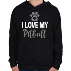 PRINTFASHION i love my pitbull2 - Gyerek kapucnis pulóver - Fekete