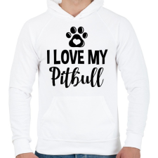 PRINTFASHION I love my pitbull - Férfi kapucnis pulóver - Fehér férfi pulóver, kardigán