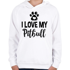 PRINTFASHION I love my pitbull - Gyerek kapucnis pulóver - Fehér gyerek pulóver, kardigán