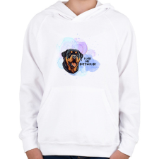PRINTFASHION I love my rotweiler - Gyerek kapucnis pulóver - Fehér gyerek pulóver, kardigán