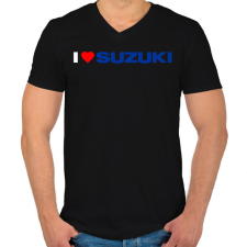 PRINTFASHION I love my Suzuki - Férfi V-nyakú póló - Fekete férfi póló