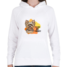 PRINTFASHION I love my yorkie - Női kapucnis pulóver - Fehér női pulóver, kardigán