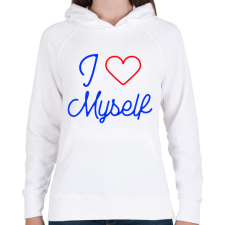 PRINTFASHION I love myself 2 - Női kapucnis pulóver - Fehér női pulóver, kardigán