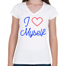 PRINTFASHION I love myself 2 - Női V-nyakú póló - Fehér női póló