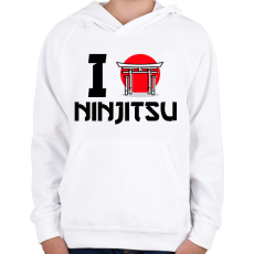 PRINTFASHION I love Ninjitsu - Gyerek kapucnis pulóver - Fehér