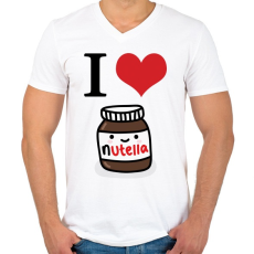PRINTFASHION I love nutella - Férfi V-nyakú póló - Fehér