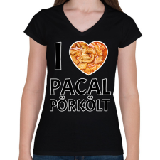 PRINTFASHION I love Pacal pörkölt - Női V-nyakú póló - Fekete női póló