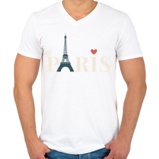 PRINTFASHION i love paris - Férfi V-nyakú póló - Fehér férfi póló