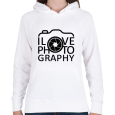PRINTFASHION I love photography - Női kapucnis pulóver - Fehér