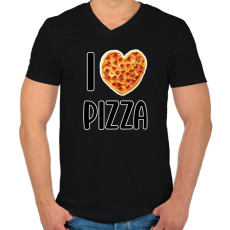 PRINTFASHION I love pizza - Férfi V-nyakú póló - Fekete