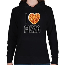 PRINTFASHION I love pizza - Női kapucnis pulóver - Fekete