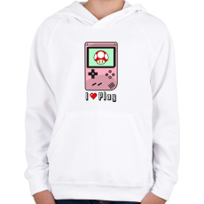 PRINTFASHION I Love Play - Gyerek kapucnis pulóver - Fehér