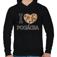 PRINTFASHION I love Pogácsa - Férfi kapucnis pulóver - Fekete