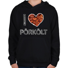 PRINTFASHION I love pörkölt - Gyerek kapucnis pulóver - Fekete