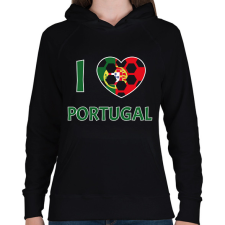 PRINTFASHION I love Portugal - Női kapucnis pulóver - Fekete női pulóver, kardigán