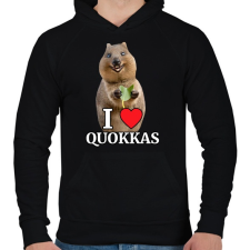 PRINTFASHION I love quakkas! - Férfi kapucnis pulóver - Fekete férfi pulóver, kardigán