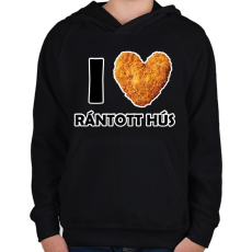 PRINTFASHION I love rántott hús - Gyerek kapucnis pulóver - Fekete