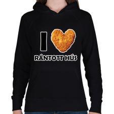 PRINTFASHION I love rántott hús - Női kapucnis pulóver - Fekete női pulóver, kardigán