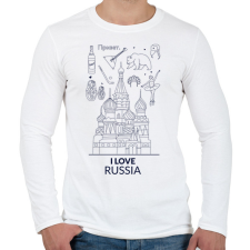 PRINTFASHION I LOVE RUSSIA - Férfi hosszú ujjú póló - Fehér férfi póló
