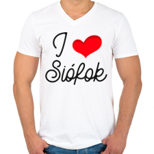 PRINTFASHION I love Siófok 2 - Férfi V-nyakú póló - Fehér férfi póló