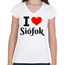 PRINTFASHION I love Siófok - Női V-nyakú póló - Fehér női póló