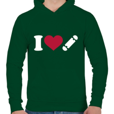 PRINTFASHION I love skate - Férfi kapucnis pulóver - Sötétzöld férfi pulóver, kardigán