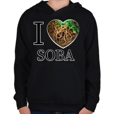 PRINTFASHION I love Soba - Gyerek kapucnis pulóver - Fekete