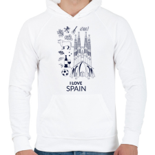 PRINTFASHION I LOVE SPAIN - Férfi kapucnis pulóver - Fehér férfi pulóver, kardigán