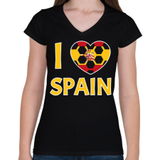 PRINTFASHION I love Spain - Női V-nyakú póló - Fekete női póló