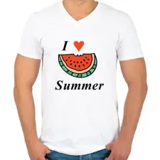 PRINTFASHION i love summer - Férfi V-nyakú póló - Fehér férfi póló