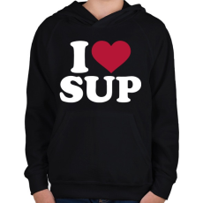 PRINTFASHION I love SUP! - Gyerek kapucnis pulóver - Fekete