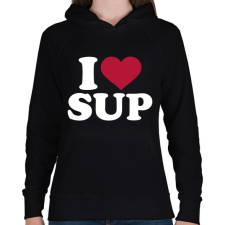 PRINTFASHION I love SUP! - Női kapucnis pulóver - Fekete női pulóver, kardigán