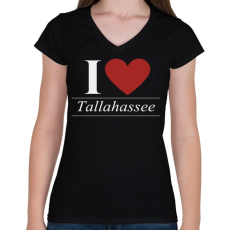 PRINTFASHION I love tallahassee - Női V-nyakú póló - Fekete