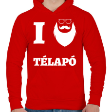 PRINTFASHION I Love Télapó - Férfi kapucnis pulóver - Piros