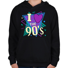 PRINTFASHION I love the 90's - Gyerek kapucnis pulóver - Fekete