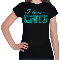 PRINTFASHION i love the cats-blue - Női póló - Fekete